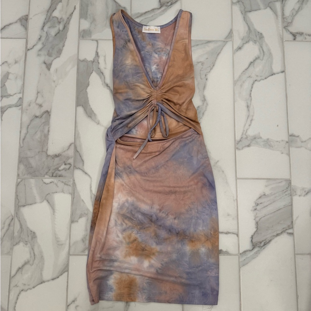 Tie-Dye cut out bodycon mini Dress